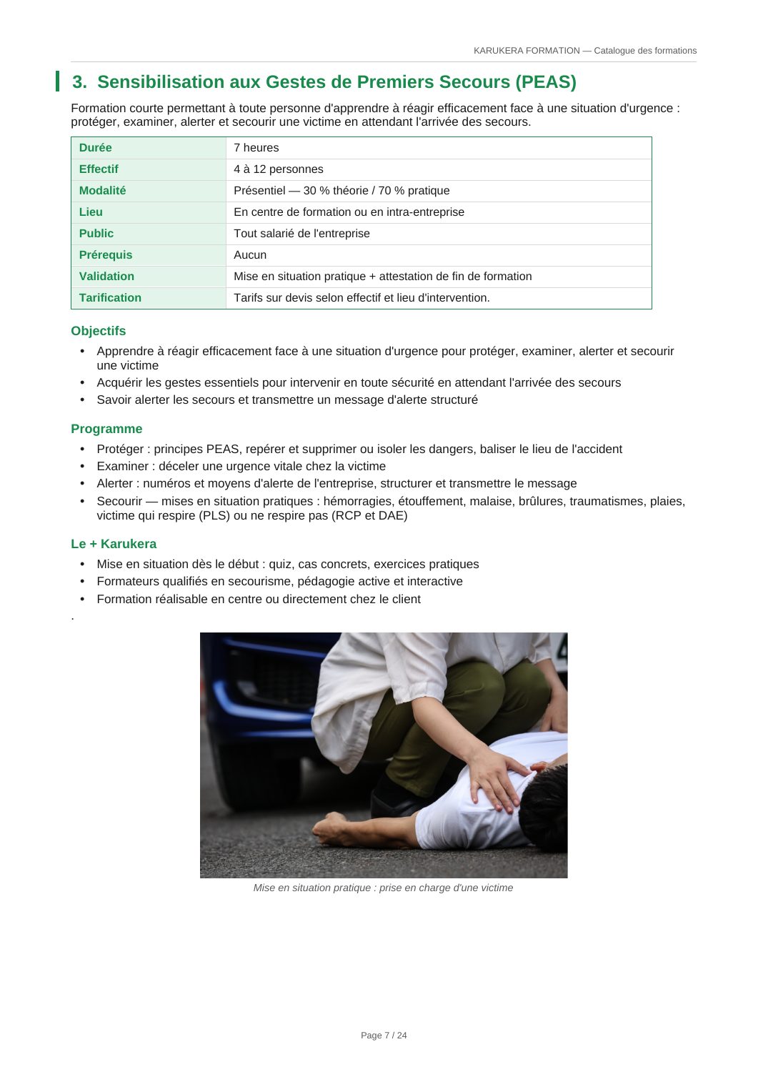 Fiche programme — Sensibilisation aux Gestes de Premiers Secours (PEAS)