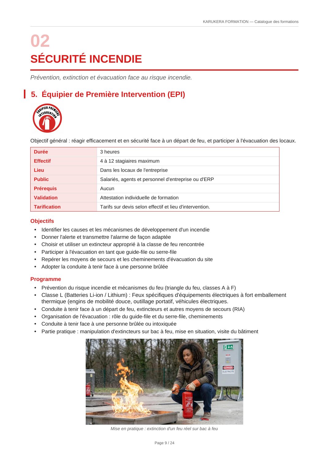 Fiche programme — Équipier de Première Intervention (EPI)
