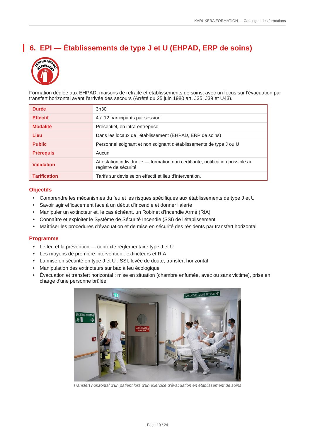 Fiche programme — EPI — Établissements de type J et U (EHPAD, ERP de soins)