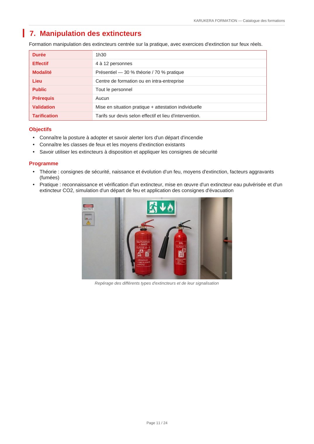 Fiche programme — Manipulation des extincteurs