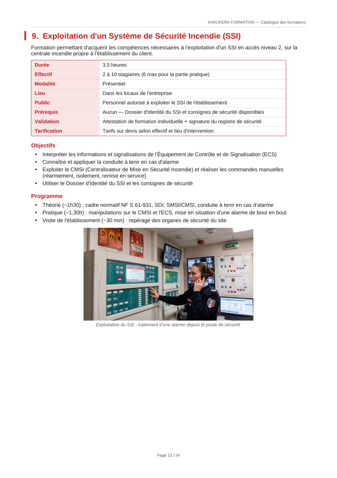 Fiche programme — Exploitation d&rsquo;un Système de Sécurité Incendie (SSI)