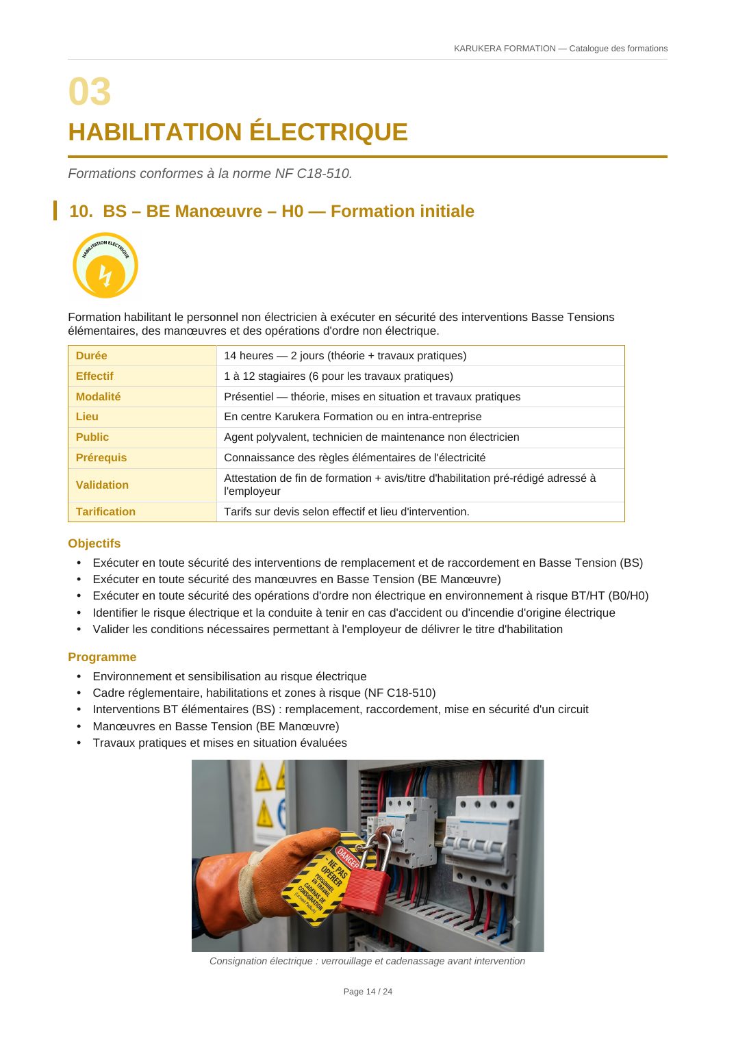 Fiche programme — BS – BE Manœuvre – H0 — Formation initiale